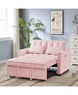 Simplie Fun Pink Velvet Loveseat Sofa Bed