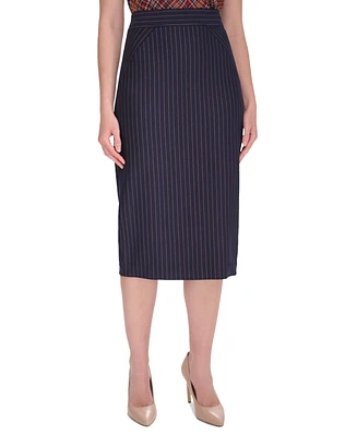 Tommy Hilfiger Women's Pinstripe Pencil Midi Skirt