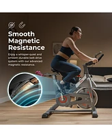 Sunny Health & Fitness Smart Indoor Cycling Magnetic Resistance Exercise Bike with Pulse Sensor, Dumbbell Holder, Bluetooth Connectivity with SunnyFit