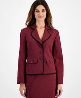 Le Suit Women's Contrast Trim Printed Skirt Suit, Regular & Petite