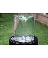 Streamdale Furniture Modern Ribbed Fountain with Clear Glass Top for Calming Water Feature