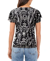 Vince Camuto Women's Printed Flutter-Sleeve Top