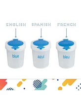 ECR4Kids Mini Trilingual Paint Cups and Brushes, Art Set, Assorted, 12 Sets