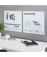 ECR4Kids MessageStor Magnetic Dry-Erase Glass Board with Magnets, 17.5in x 17.5in, White Waves, 2-Pack