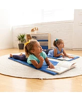 ECR4Kids Everyday Folding Rest Mat, 4-Section, 5/8in, Blue/Grey, 5-Pack