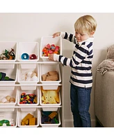 ECR4Kids 4-Tier Organizer with 12 Bins, Dark Natural/White, 1