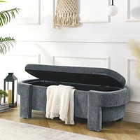 Chenille Upholstered Bench With Large Storage Space For The Living Room, Entryway And Bedroom