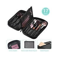 Byootique Portable Multi Brush Holder Makeup Bag Cosmetic Organizer Polyester Storage Travel Case with Belt Strap (Only Bag)