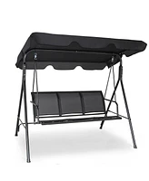 Costway Outdoor Patio Swing Canopy 3 Person Canopy Swing Chair Patio Hammock Black