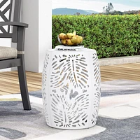 Simplie Fun Modern Palm Leaf Side Table with Durable Iron Frame