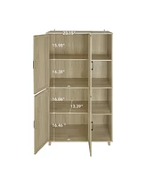 Streamdale Furniture 4 Door Cabinet with 4 Shelves with 4 Adjustable Inner Shelves, Storage Cabinet