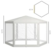 Uv-Protected Hexagon Gazebo with Side Walls for Outdoor Parties and Camping