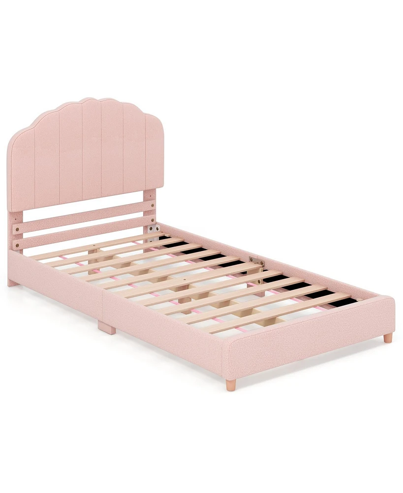 Slickblue Twin Bed Frame with Height-Adjustable Headboard and Wooden