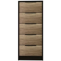 Kaia 5 Drawer Dresser, Vertical Dresser - Black Pine