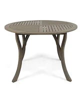 Stylish Circular Outdoor Acacia Wood Patio Table - Teak Grey