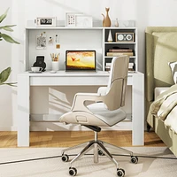Gymax Home Office Computer Desk Study Table Writing Workstation Hutch Cable Hole White