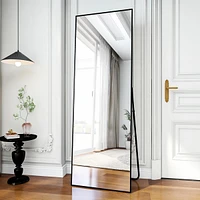 Homlux Black 64"x21" Full-Length Rectangle Nano Glass Mirror, Standing or Wall-Mounted