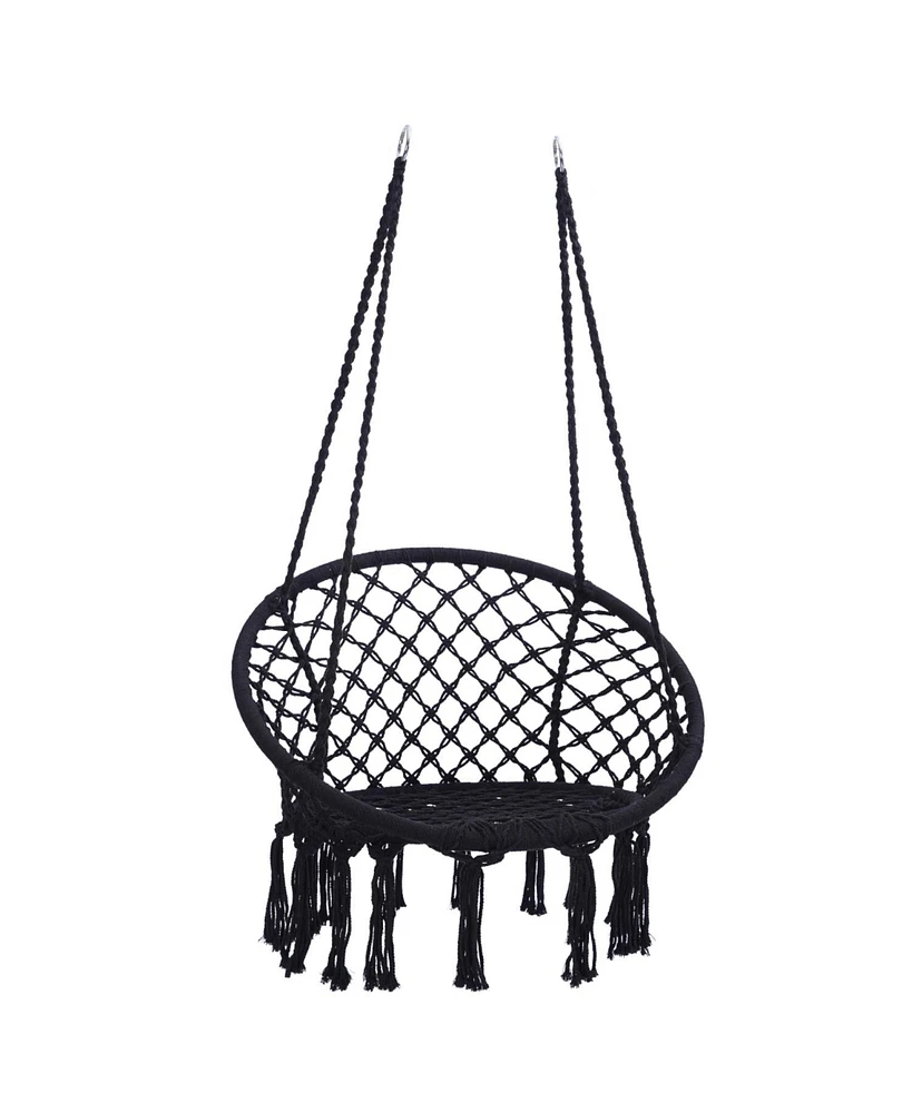 Simplie Fun Swing, Macrame Swing, Max 330 Lbs Hanging Cotton Rope Hammock Swing Chair