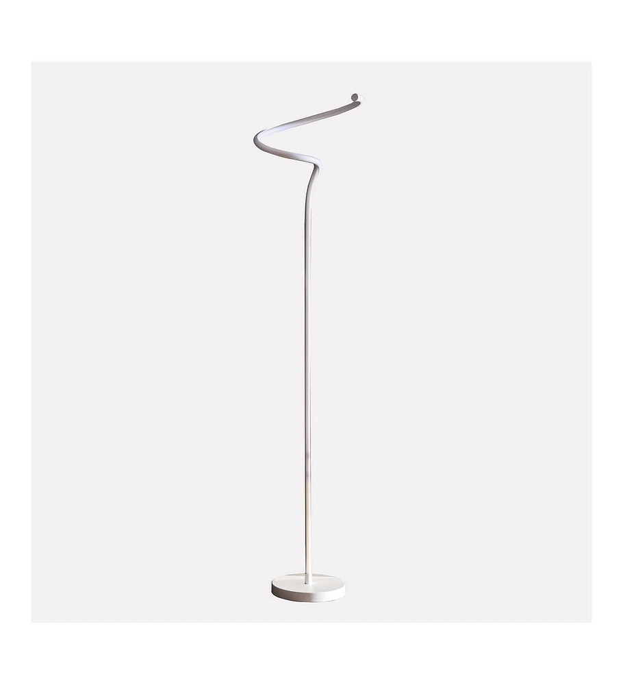 Simplie Fun 52.5-Inch Led Matte White Curvilinear S-Curve Spiral Tube Angled Floor Lamp