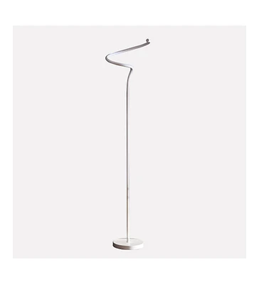 Streamdale Furniture 52.5-Inch Led Matte White Curvilinear S-Curve Spiral Tube Angled Floor Lamp