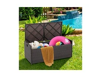 Slickblue 34 Gallon Patio Storage Bench with Seat Cushion and Zippered Liner