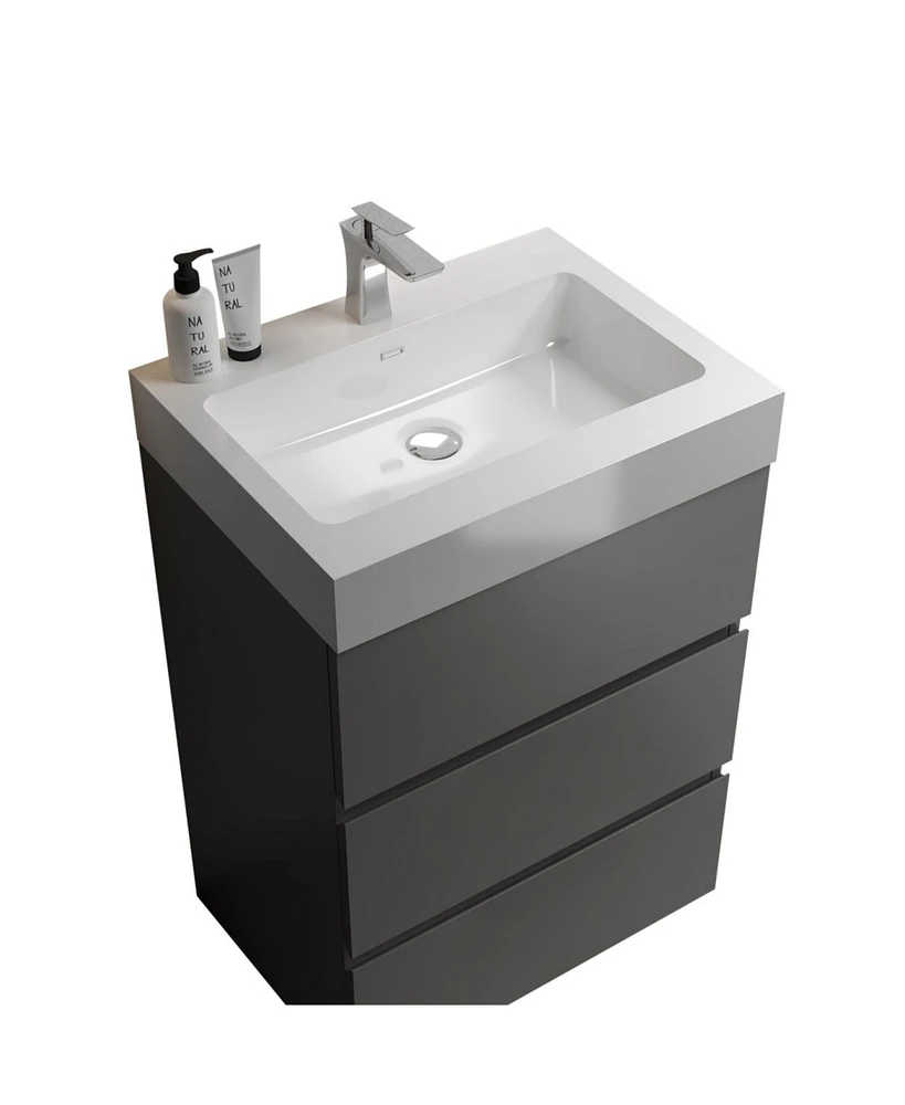 Simplie Fun 24" Gray Bathroom Vanity with Sink