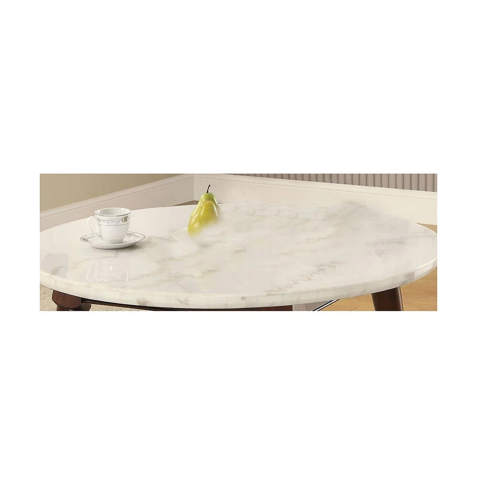 Simplie Fun Gasha Coffee Table in White Marble & Walnut