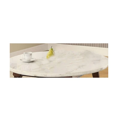 Simplie Fun Gasha Coffee Table in White Marble & Walnut