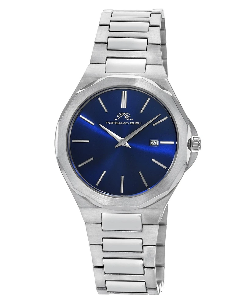 Porsamo Bleu Alexander Stainless Steel Silver Tone & Bleu Mens Watch 1232AALS