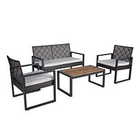 Streamdale Furniture Versatile Outdoor Patio Conversation Set with Rattan and Acacia Wood