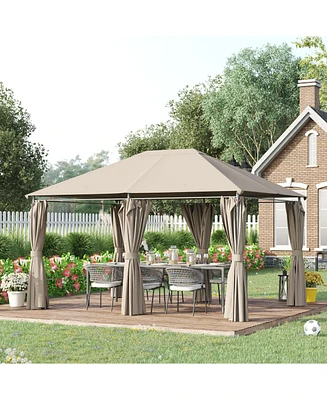 Simplie Fun Elegant 13'x10' Outdoor Gazebo with Removable Curtains and Canopy Top