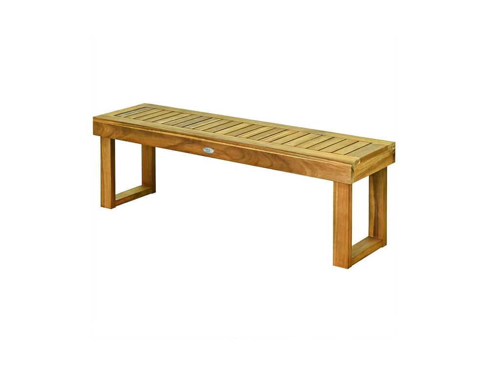 Slickblue 52 Inch Acacia Wood Dining Bench with Slatted Seat