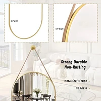 Homlux Oval Wall Mounted Mirror 16"x48" in Gold