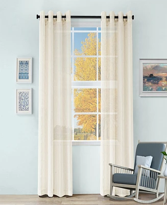 Superior Modern Cormac Printed Sheer Wrinkle Resistant 2-Piece Curtain Set with Grommet Top Header