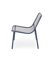 Stackable Matte Navy Blue Iron Chairs for Sun-Soaked Summer Days
