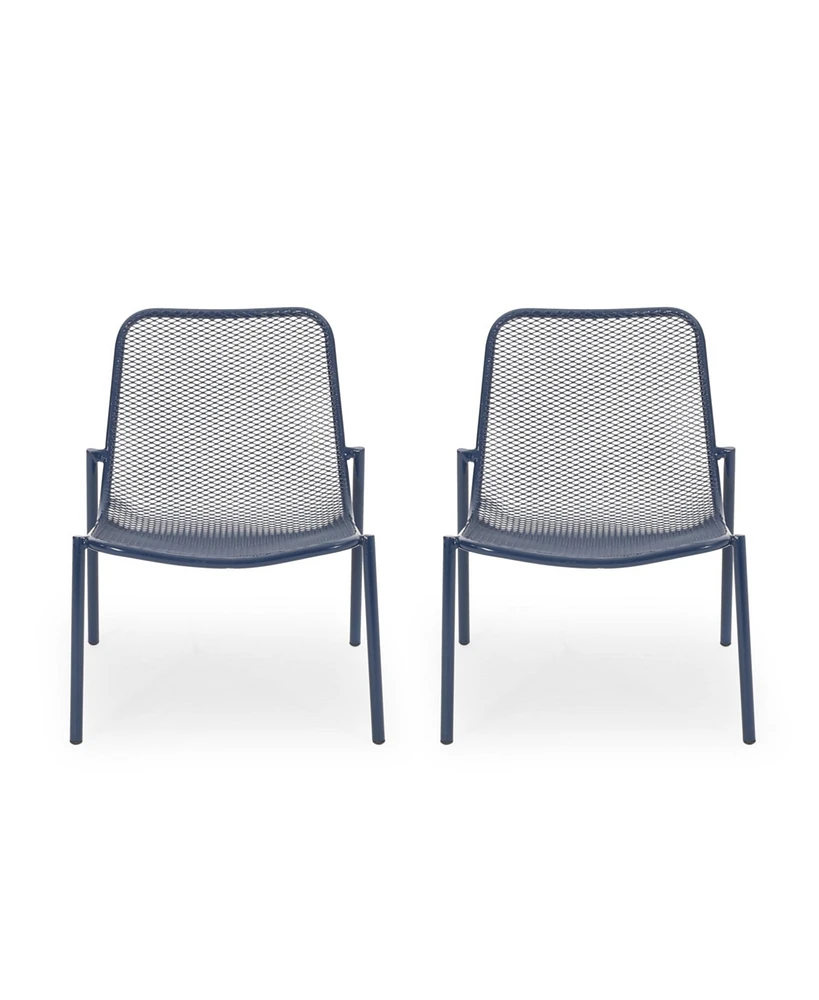 Stackable Matte Navy Blue Iron Chairs for Sun-Soaked Summer Days
