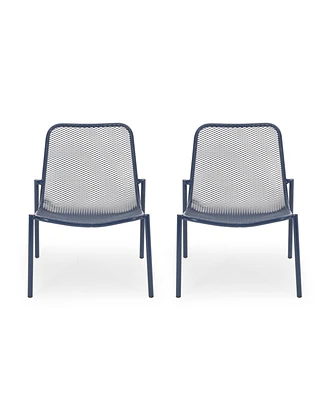 Simplie Fun Stackable Matte Navy Blue Iron Chairs for Sun-Soaked Summer Days