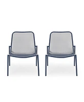 Stackable Matte Navy Blue Iron Chairs for Sun-Soaked Summer Days