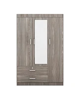 Streamdale Furniture 3-Door Mirror Wardrobe with shelves, Gray