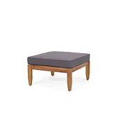 Mid-Century Modern Acacia Wood Sofa Chat Set with Water-Resistant Cushions
