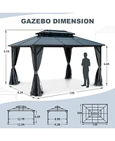 Streamdale Furniture 10X13ft Patio Gazebo with Netting & Curtains, Black