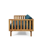 Acacia Wood Daybed with Slat Paneling and Water-Resistant Cushions