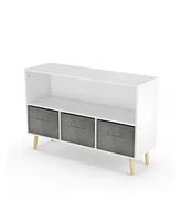 Streamdale Furniture Kids Bookcase with Fabric Drawers & Toy Storage