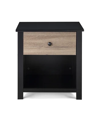 Simplie Fun Connelly Nightstand Black/Vintage Walnut