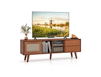 Slickblue Bamboo Tv Stand for Tv up to 65 Inch-Brown