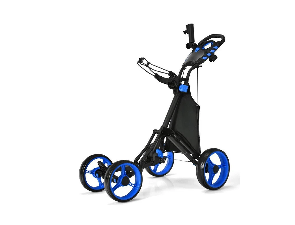 Slickblue 4 Wheel Golf Push Pull Cart with Foot Brake