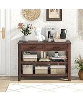 Slickblue 3-tier Console Table with 2 Drawers for Living Room Entryway