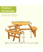 6-Person Circular Wooden Picnic Table - Natural