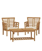 Simplie Fun Modern, Weather-Resistant Acacia Wood Seating Set with Slat Panel Design