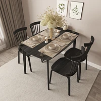 Streamdale Furniture Premium Solid Wood Dining Table & Windsor Chair Set for 6